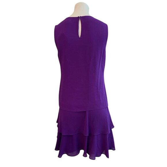 Lauren Ralph Lauren Size 2 Purple Chiffon Mini Dress Ruffled Shift Layered NWT - Picture 4 of 6